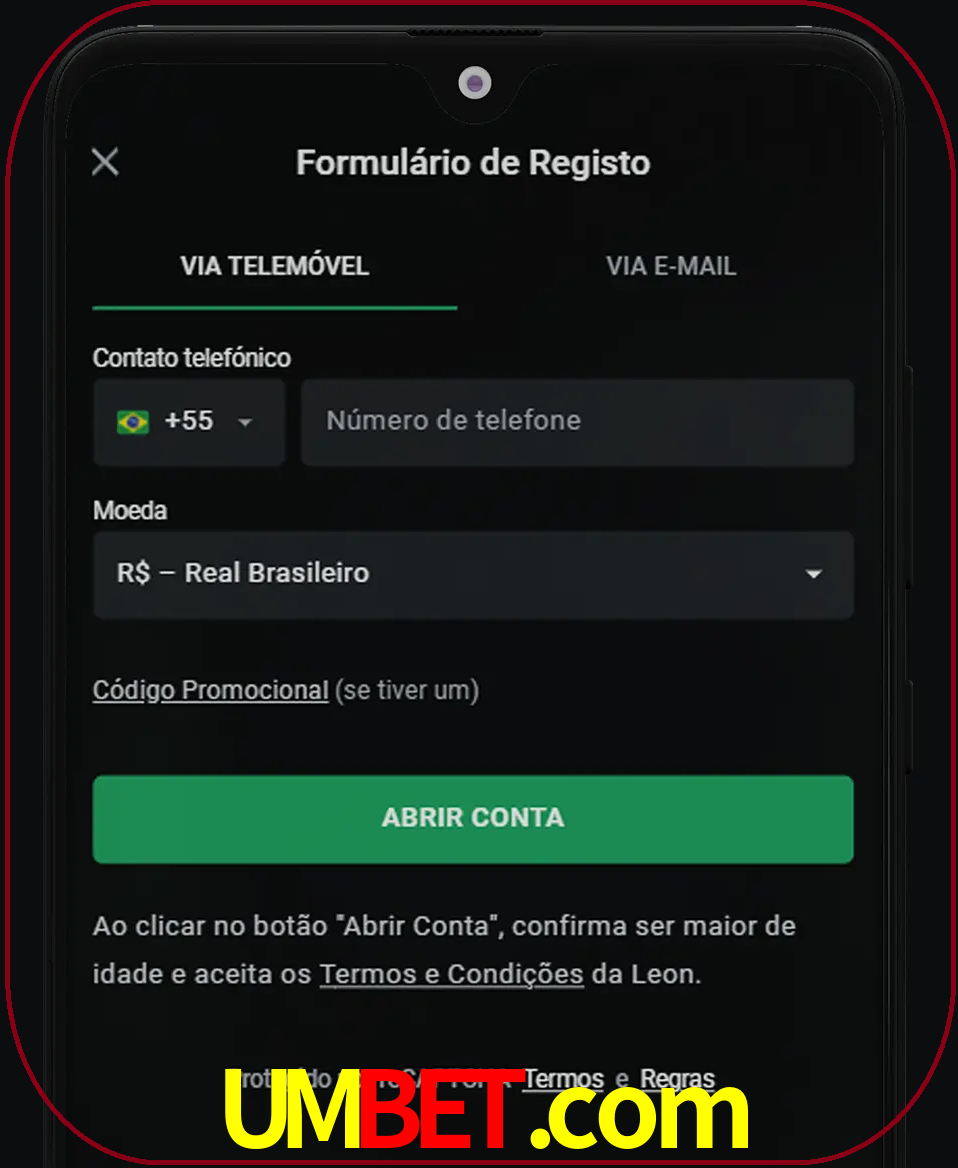 Abra o aplicativo e inicie o processo de registro.